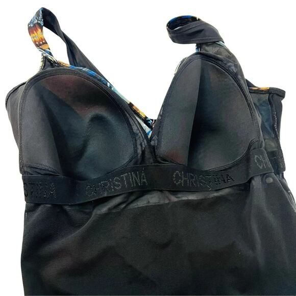 Christina One Piece Swimsuit Size 20W Side Tie Faux Wrap Flattering Built in Bra - Picture 3 of 7